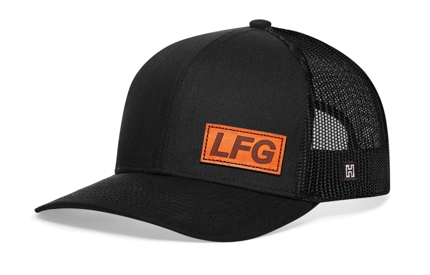 Gorra de camionero de cuero LFG | Gorra snapback Let's Go negra