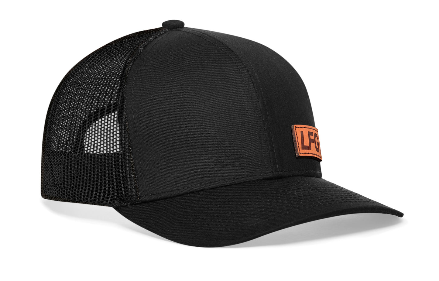 Gorra de camionero de cuero LFG | Gorra snapback Let's Go negra