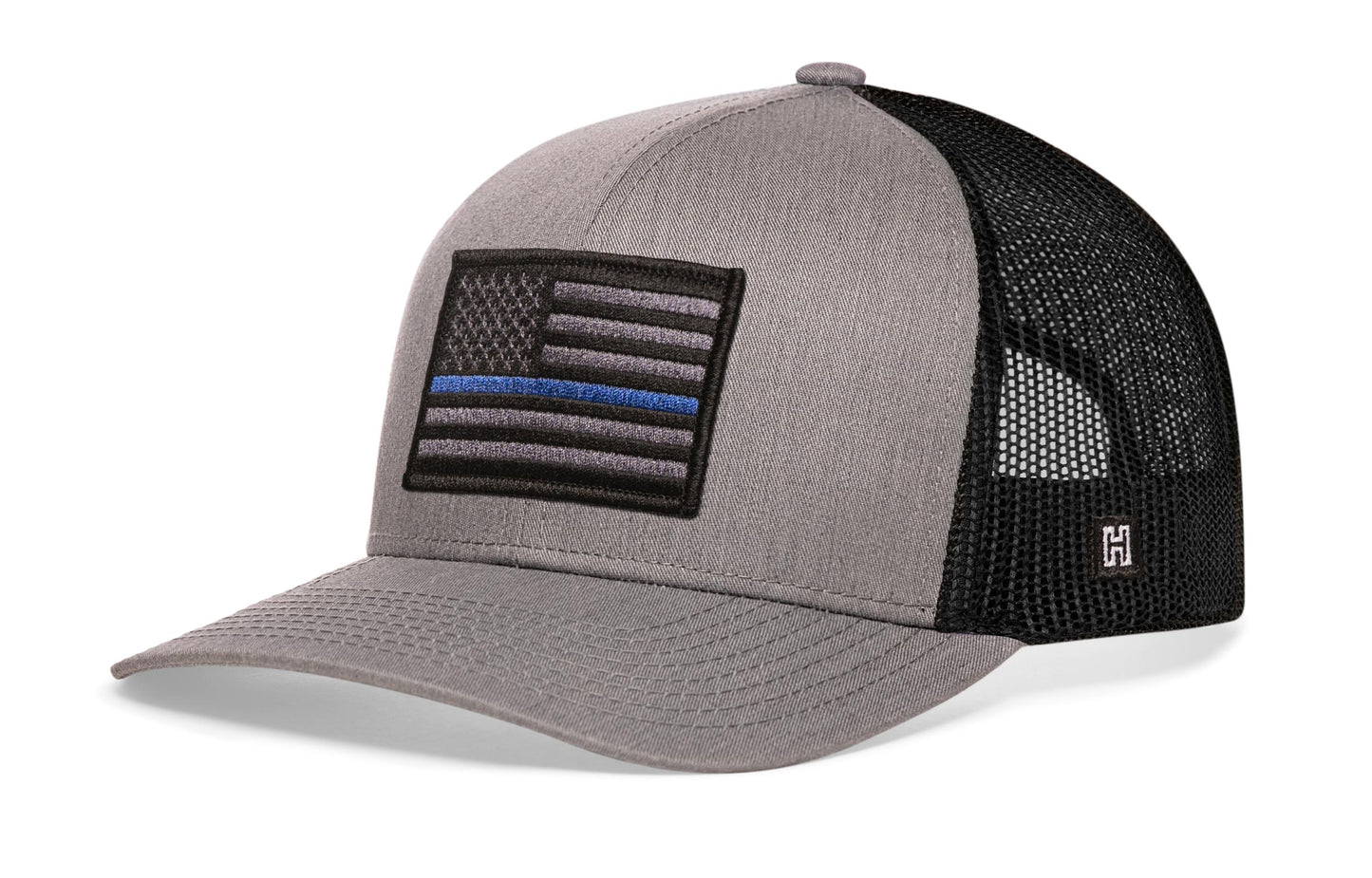 Thin Blue Line Trucker Hat | Gray Black Police Tactical Snapback