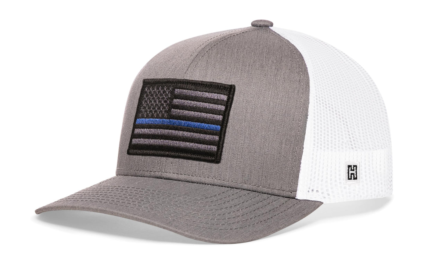 Thin Blue Line Trucker Hat | Gray White Police Tactical Snapback