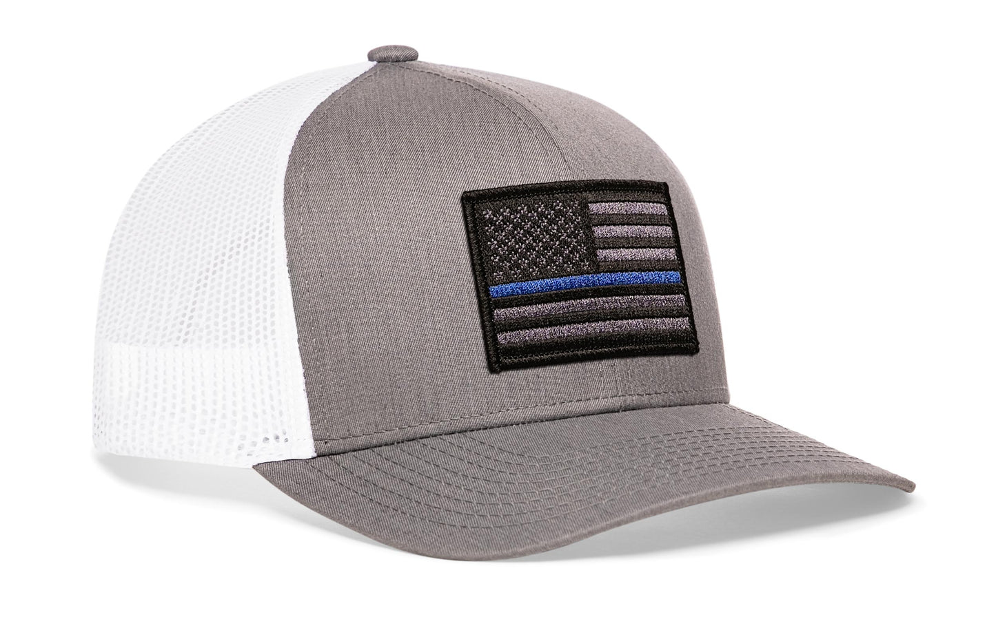 Thin Blue Line Trucker Hat | Gray White Police Tactical Snapback