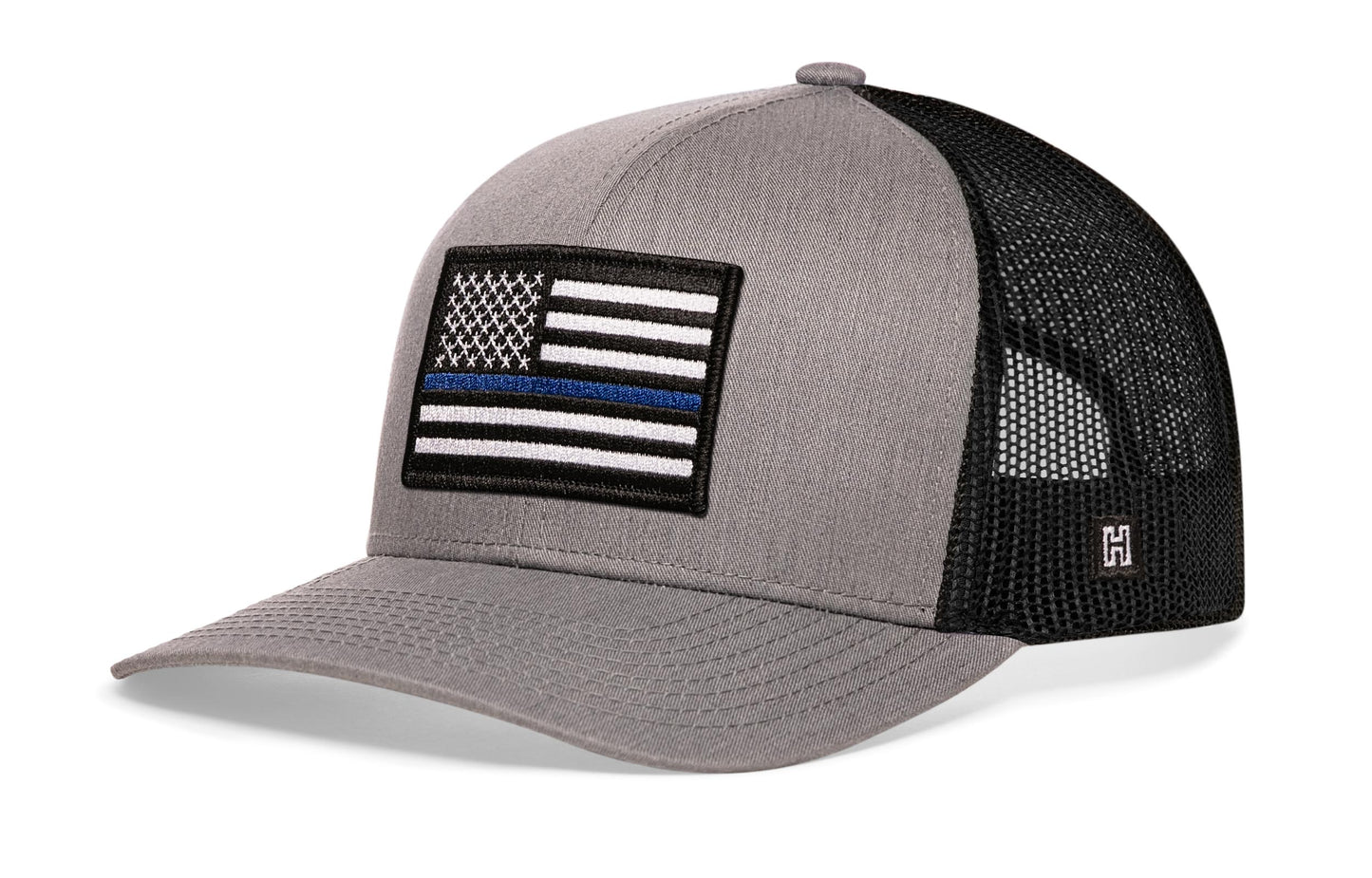Thin Blue Line Trucker Hat | Gray Black Police Snapback