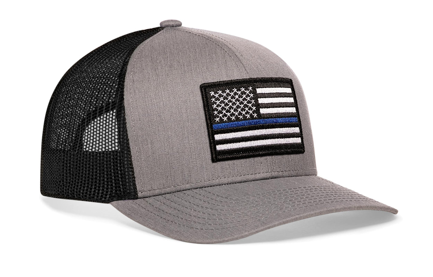 Thin Blue Line Trucker Hat | Gray Black Police Snapback