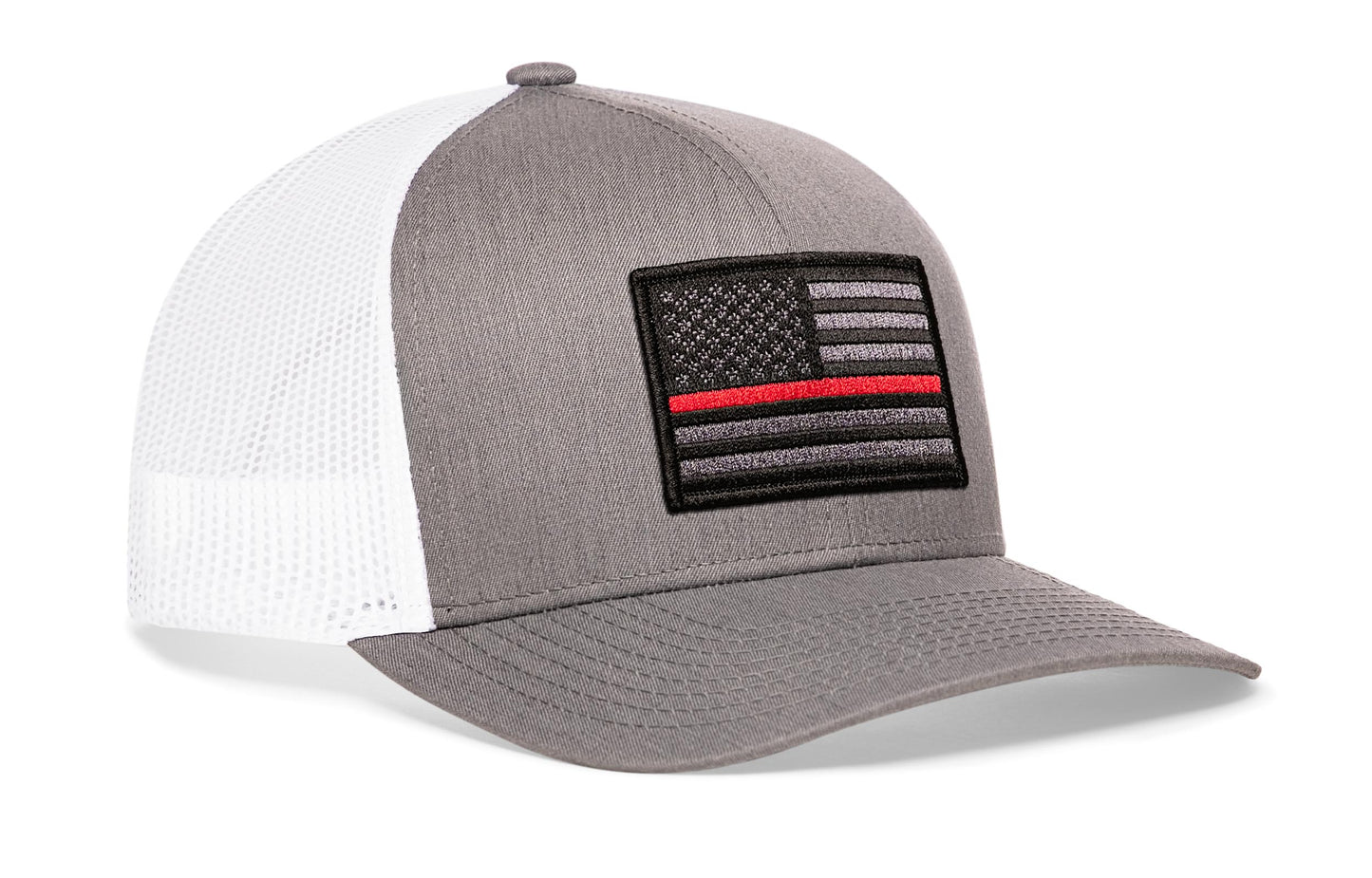 Thin Red Line Trucker Hat | Gray White Fire Tactical Snapback