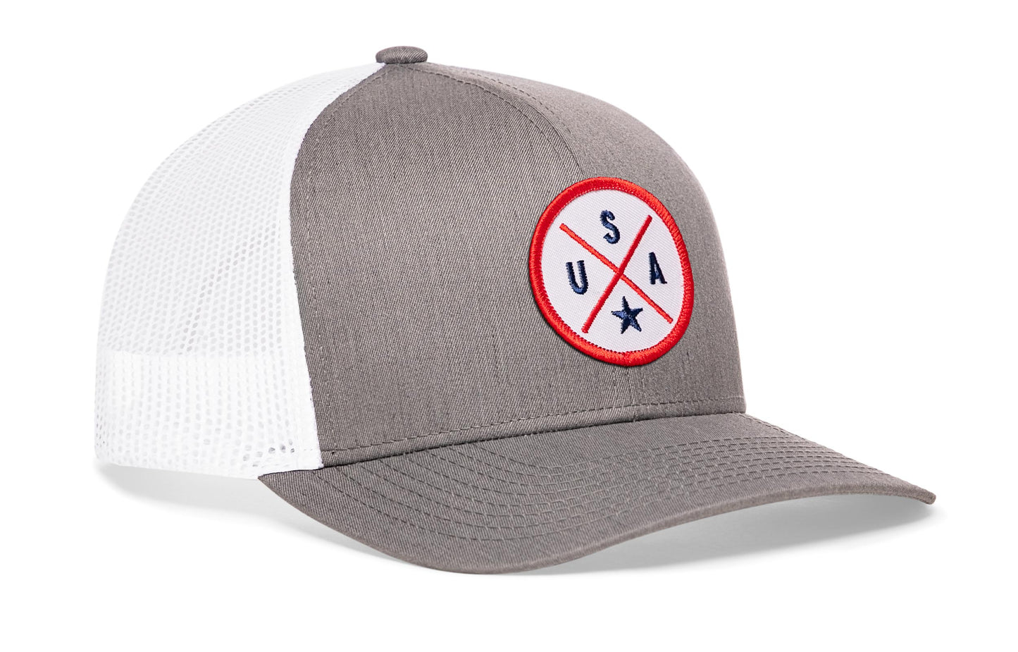 Gorra de camionero de EE. UU. | Gorra snapback americana gris y blanca