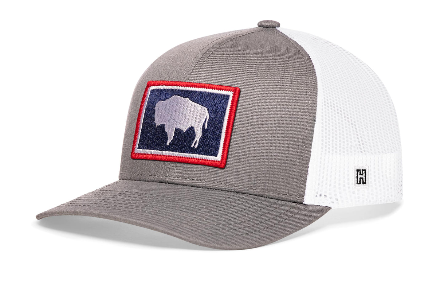 Wyoming Flag Trucker Hat | Gray White WY Snapback
