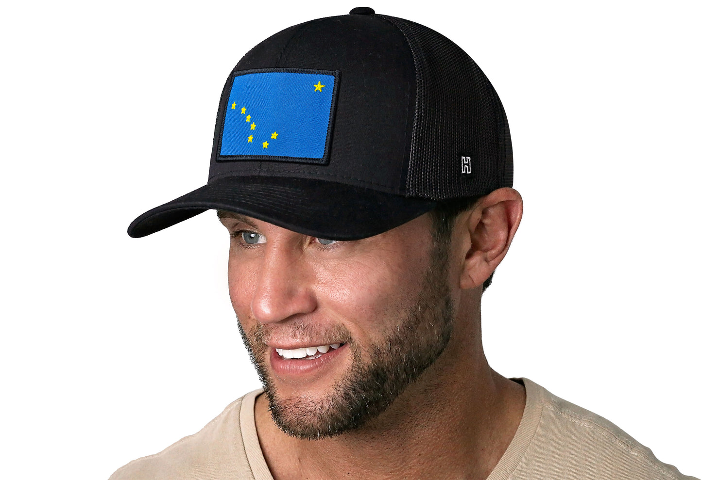 Alaska Flag Trucker Hat  |  Black AK Snapback