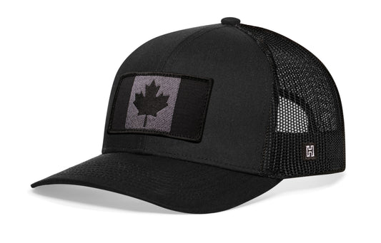 Haka Canada Tactical Flag Trucker Hat, Black snapback, fans of Hockey. The Great White North