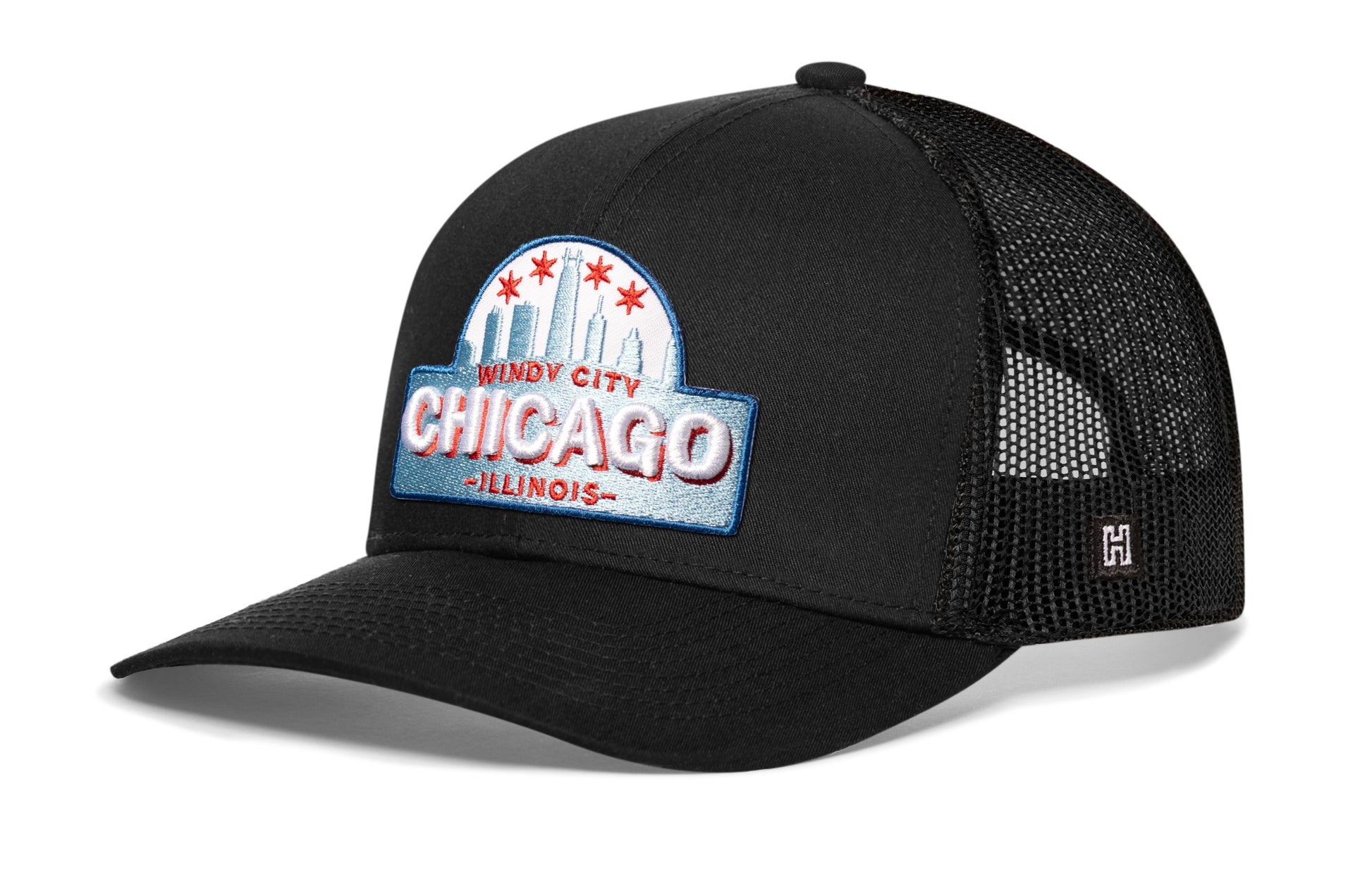 Haka Chicago Windy City Trucker Hat, Black snapback, fans of Chi-Town. The Second City
