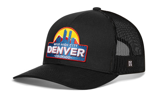 Haka Denver Mile High City Trucker Hat, Black snapback, fans of The Rocky Mountains. Colorado