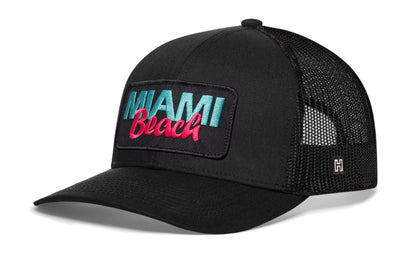 Miami Beach Trucker Hat  |  Black Beach Snapback