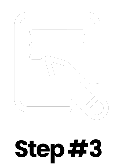 White label with black text 'Step #3' on a white background