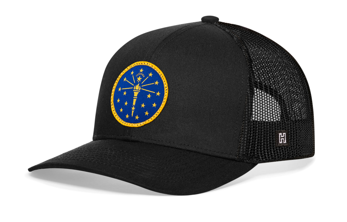 Indiana Flag Trucker Hat  |  Black IN Snapback