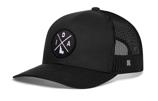 Haka Idaho Trucker Hat, Black snapback, fans of Hells Canyon. The Gem State