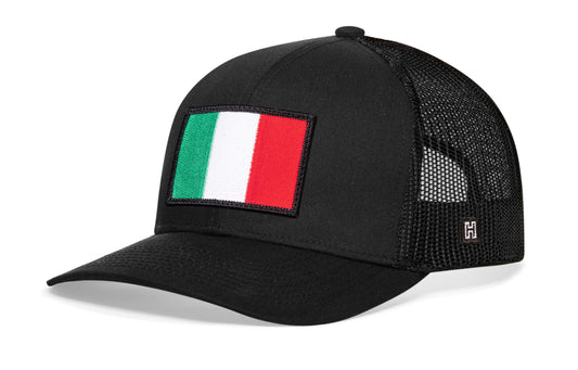 Haka Italian Flag Trucker Hat, Black snapback, fans of Rome. The Boot