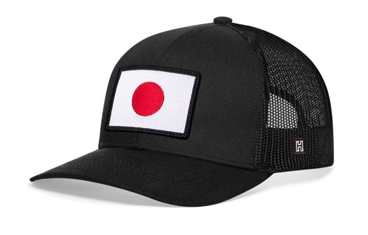 Haka Japanese Flag Trucker Hat, Black snapback, fans of Eastern Culture. The Land of the Rising Sun