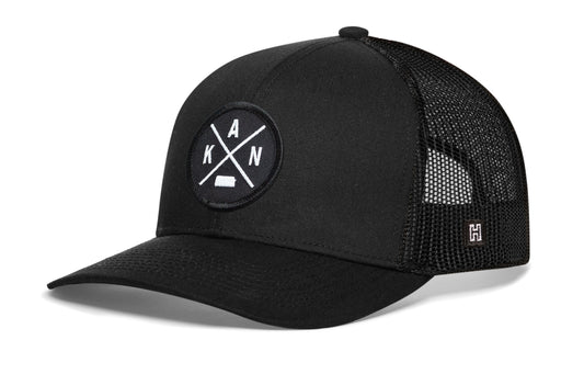Haka Kansas Trucker Hat, Black snapback, fans of farming. The Sunflower State