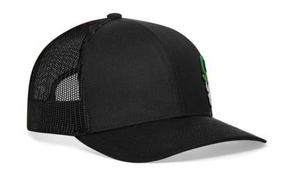 Leprechaun Skull Trucker Hat  | Black Snapback Rubber Patch