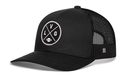 Haka Las Vegas trucker hat, black snapback, viewed from the left side. Represent Las Vegas football.