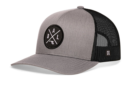 Baltimore Trucker Hat  |  Gray Black BAL Snapback