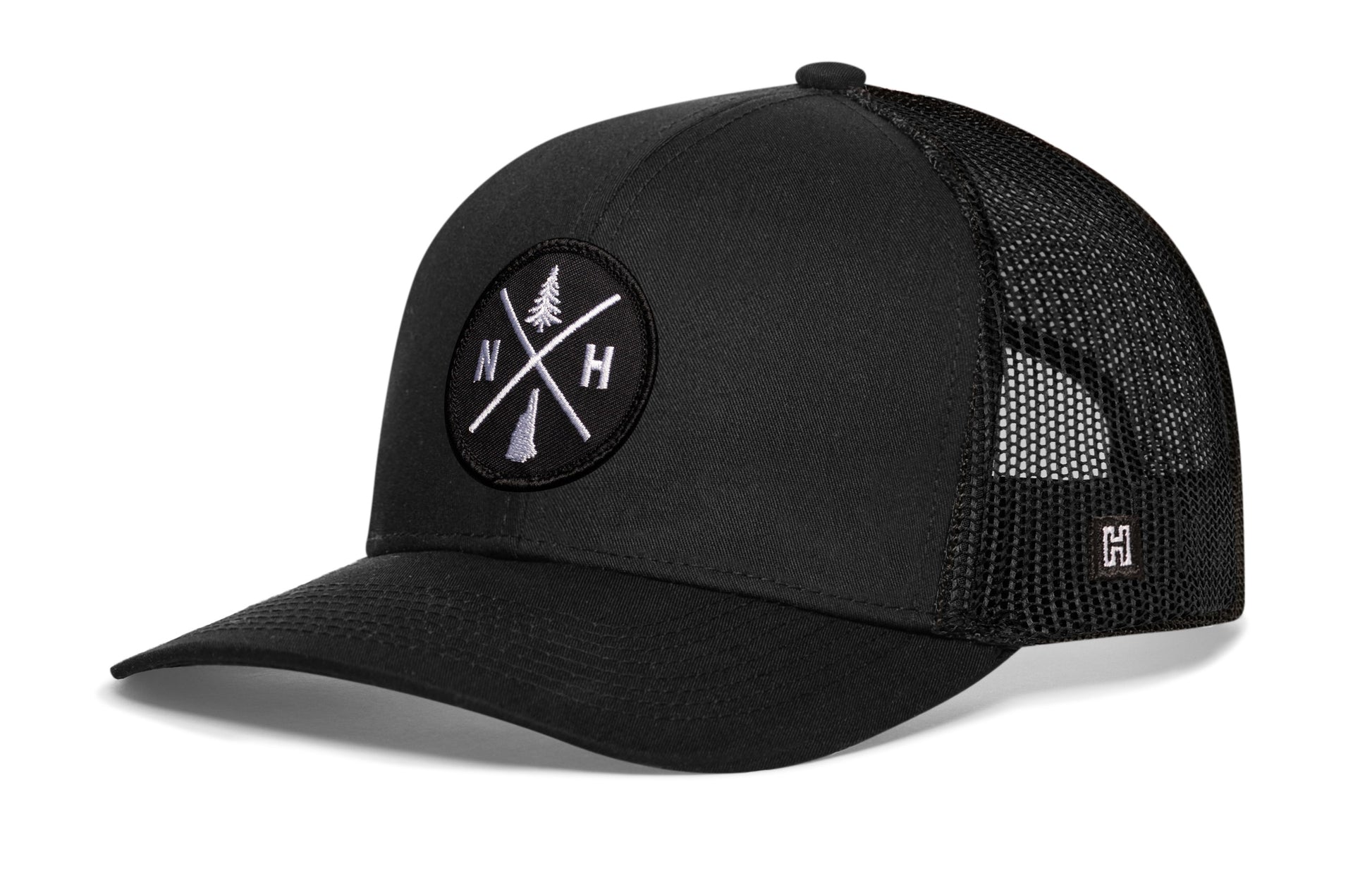Haka New Hampshire Trucker Hat, Black snapback, fans of Mount Washington. White Mountain State
