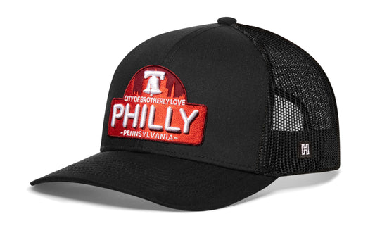 Haka Philly City of Brotherly Love Trucker Hat, Black snapback. The Birthplace of America.