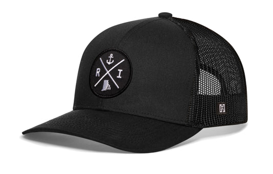 Haka Rhode Island Trucker Hat, Black snapback for fans of the Little Rhody. The Smallest State.