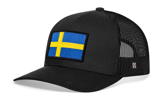 Haka Swedish Flag Trucker Hat, Black snapback, fans of the Stockholm. The Elongated Country