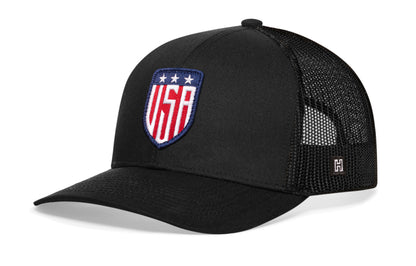 Haka USA Shield Trucker Hat, Black snapback, fans of 4th of July. An American Hat