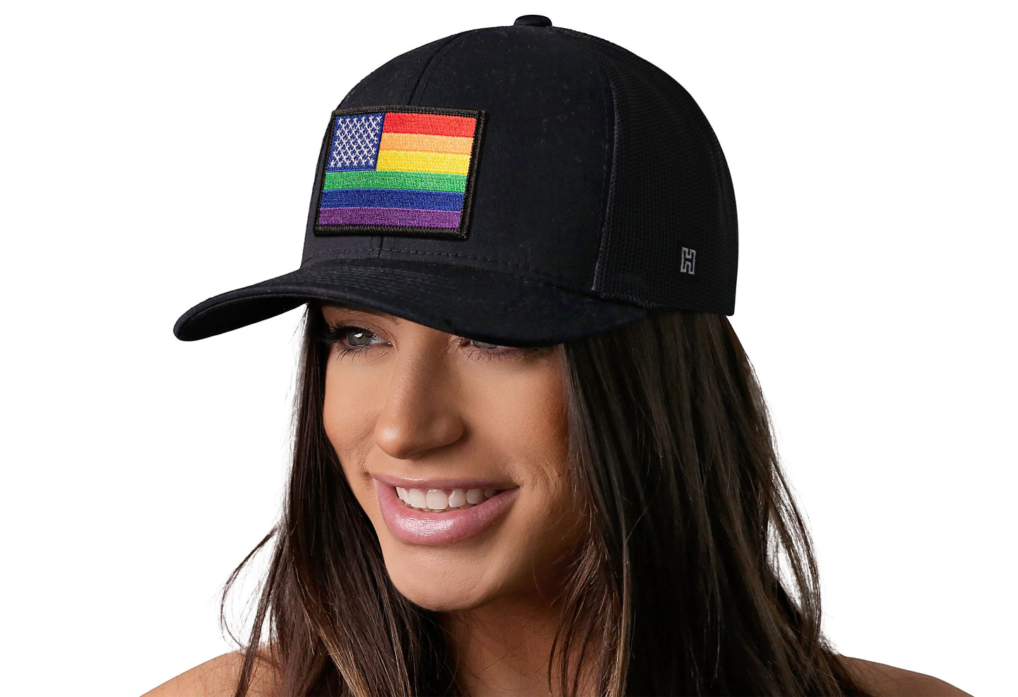 American Rainbow Flag Trucker Hat  |  Black Pride Snapback