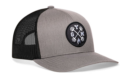GYM Trucker Hat  |  Gray Black Workout Snapback