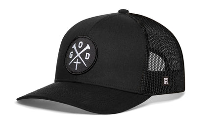 GOD Trucker Hat  |  Black Christian Snapback