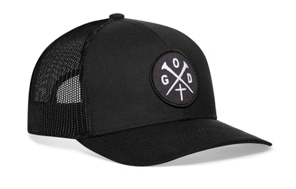 GOD Trucker Hat  |  Black Christian Snapback