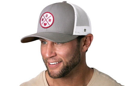 Mom Trucker Hat Pink  |  Gray White Snapback