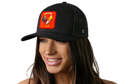 Rooster Energy Trucker Hat  |  Black Chicken Snapback