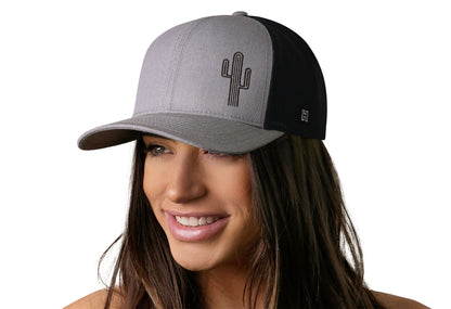 Cactus Trucker Hat  |  Gray Black Snapback