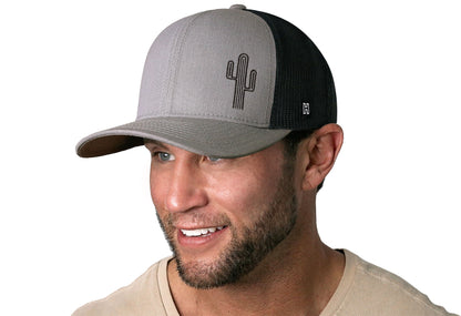 Cactus Trucker Hat  |  Gray Black Snapback