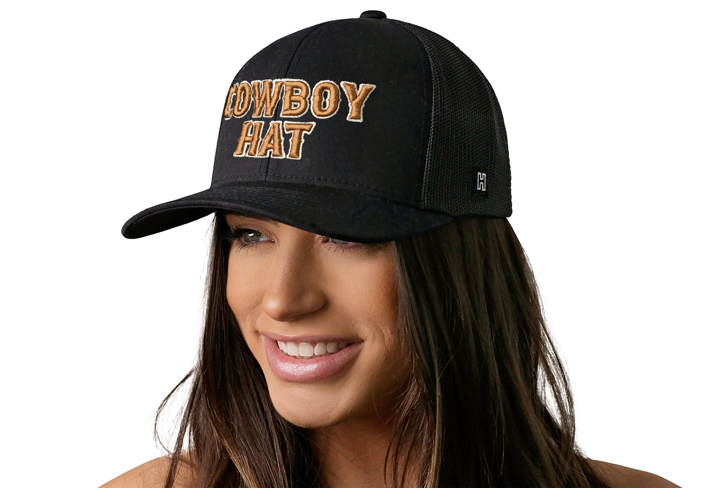 Cowboy Hat Trucker Hat  |  Black Snapback