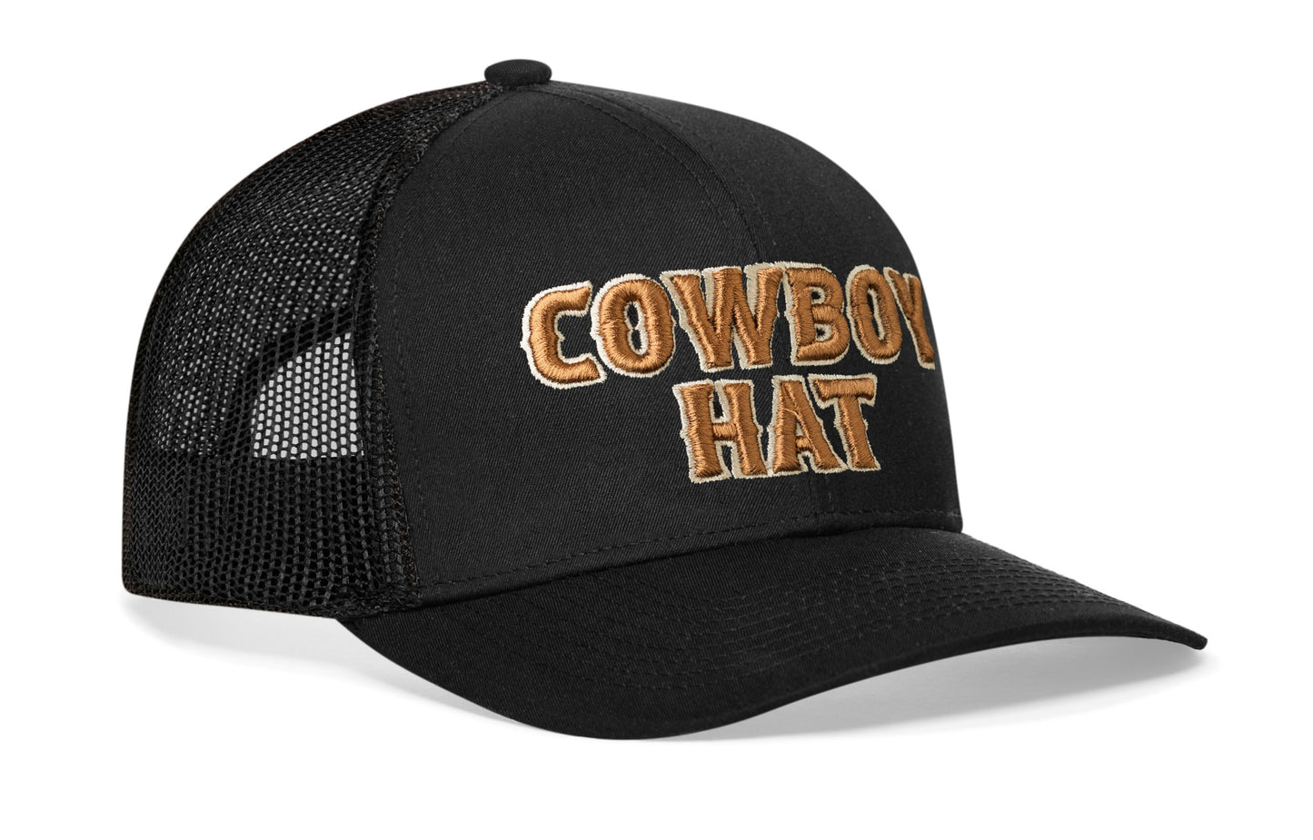 Cowboy Hat Trucker Hat  |  Black Snapback