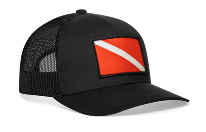 Dive Flag Trucker Hat  |  Black Scuba Snapback