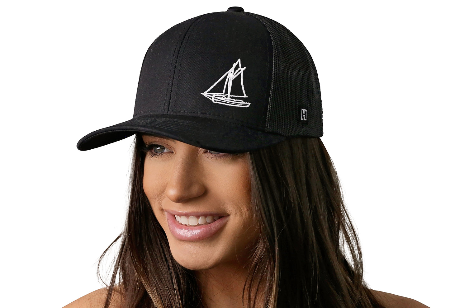 Sailboat Trucker Hat  |  Black Snapback