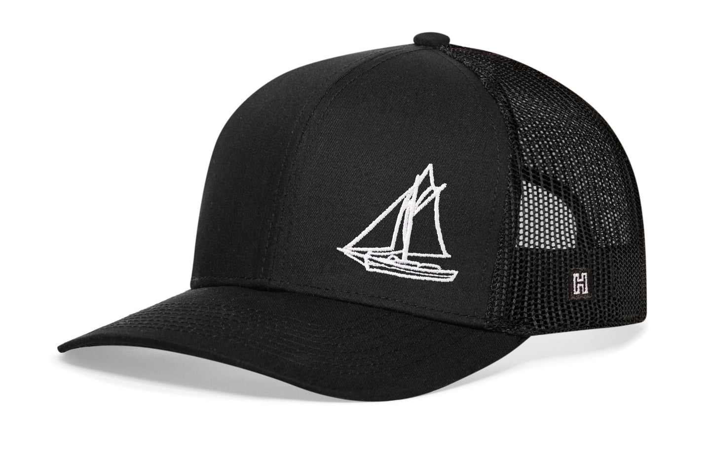 Sailboat Trucker Hat  |  Black Snapback