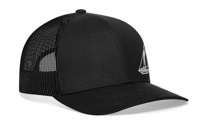 Sailboat Trucker Hat  |  Black Snapback