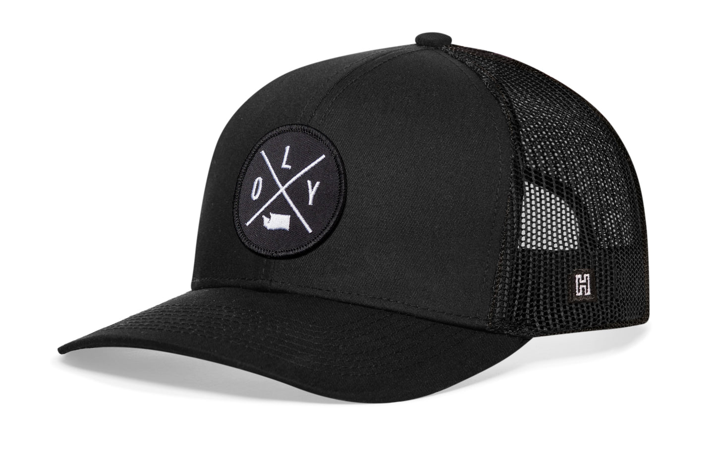 Olympia Trucker Hat  |  Black OLY Snapback