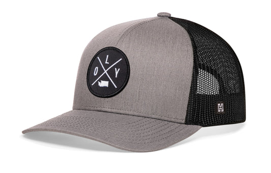 Olympia Trucker Hat  |  Gray Black OLY Snapback