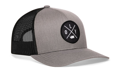 Olympia Trucker Hat  |  Gray Black OLY Snapback