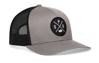 Spokane Trucker Hat  |  Gray Black SPO Snapback