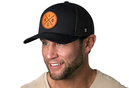 Gig Harbor Leather Trucker Hat  |  GIG Snapback