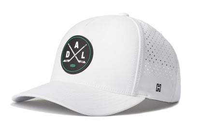 Dallas Hockey Performance 5-Panel Hat, white snapback showing Haka brandmark on left side of cap.