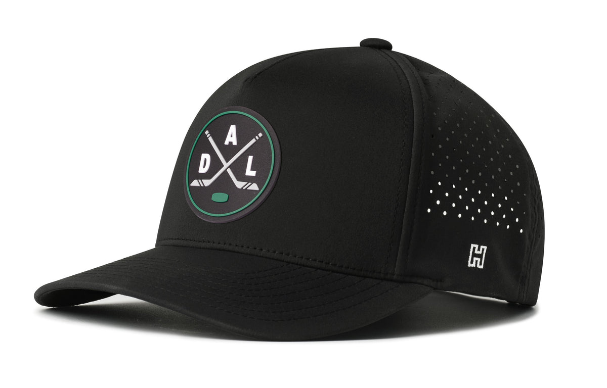 Dallas Hockey Performance 5-Panel Hat, black snapback showing Haka brandmark on left side of cap.